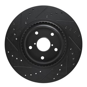 Subaru Crosstrek Brake Rotor (1) - Front Right - R1 Concepts - Drilled & Slotted - Black - `20-`25